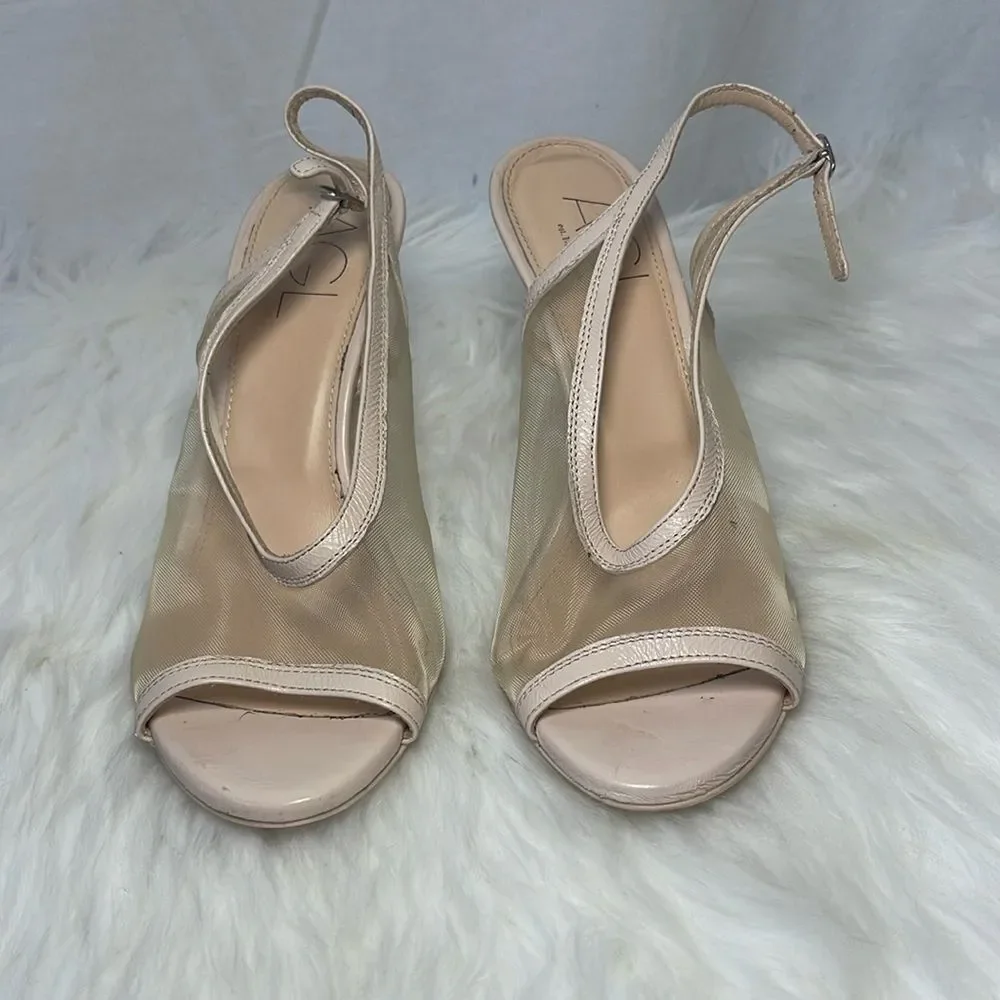 AGL Powder‎ Pink Leather/Mesh Peep Toe Slingback Heels Sz 36.5/US 6.5 - Picture 2 of 7